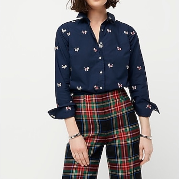 J.Crew Perfect Shirt in Scotty Dog Days Embroidery - Picture 2 of 4